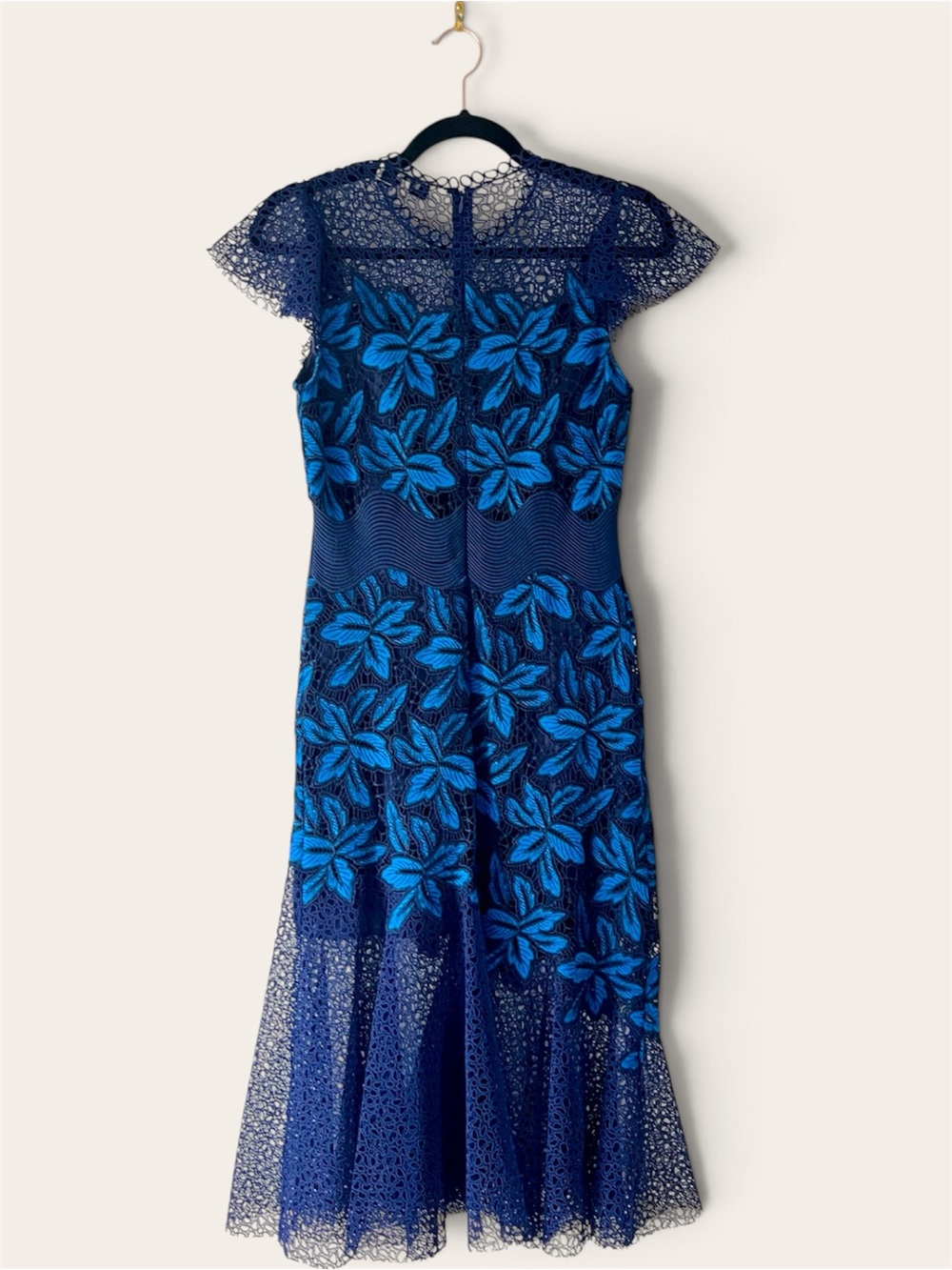 Sea New York Navy and Bright Blue Floral Lace Midi Dress - Picture 2 of 4